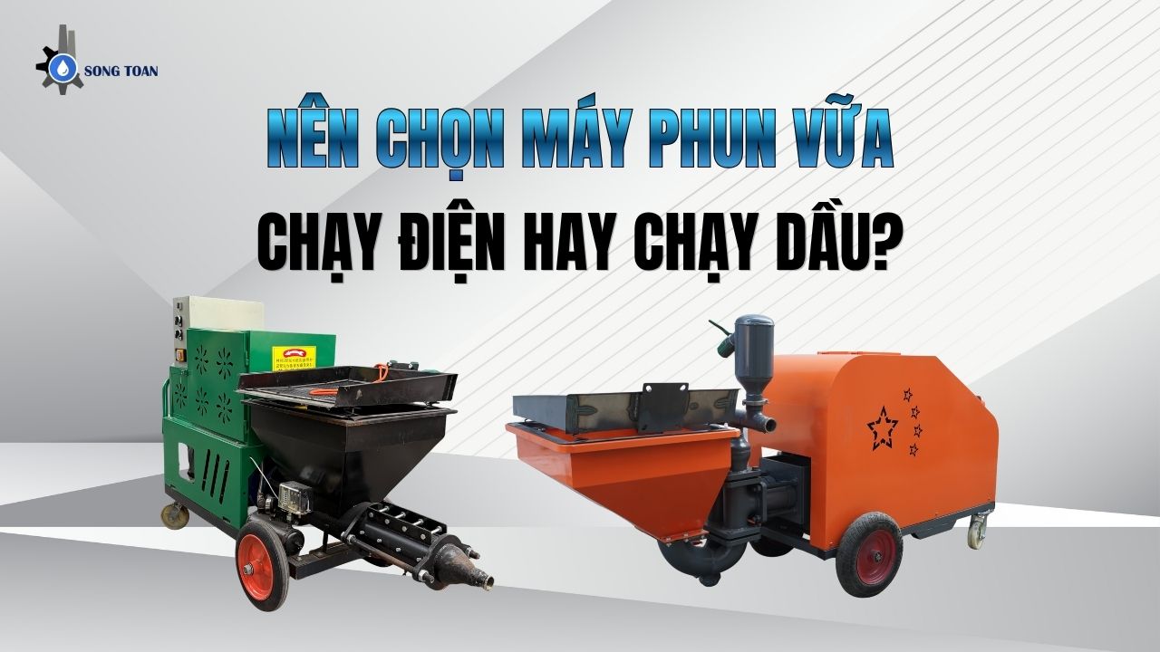 NÊN CHỌN MÁY PHUN VỮA CHẠY ĐIỆN HAY CHẠY DẦU CHO CÔNG TRÌNH?